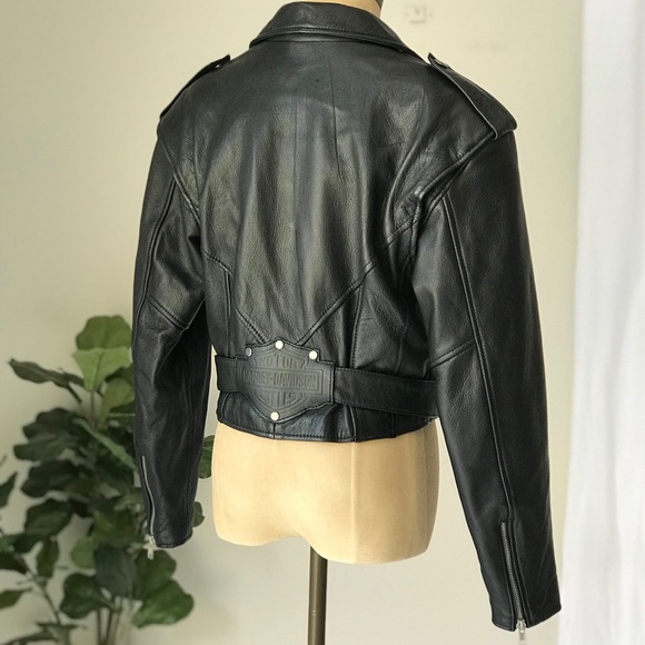 VTG Harley Davidson Cropped Leather Jacket - Picture 2 of 16
